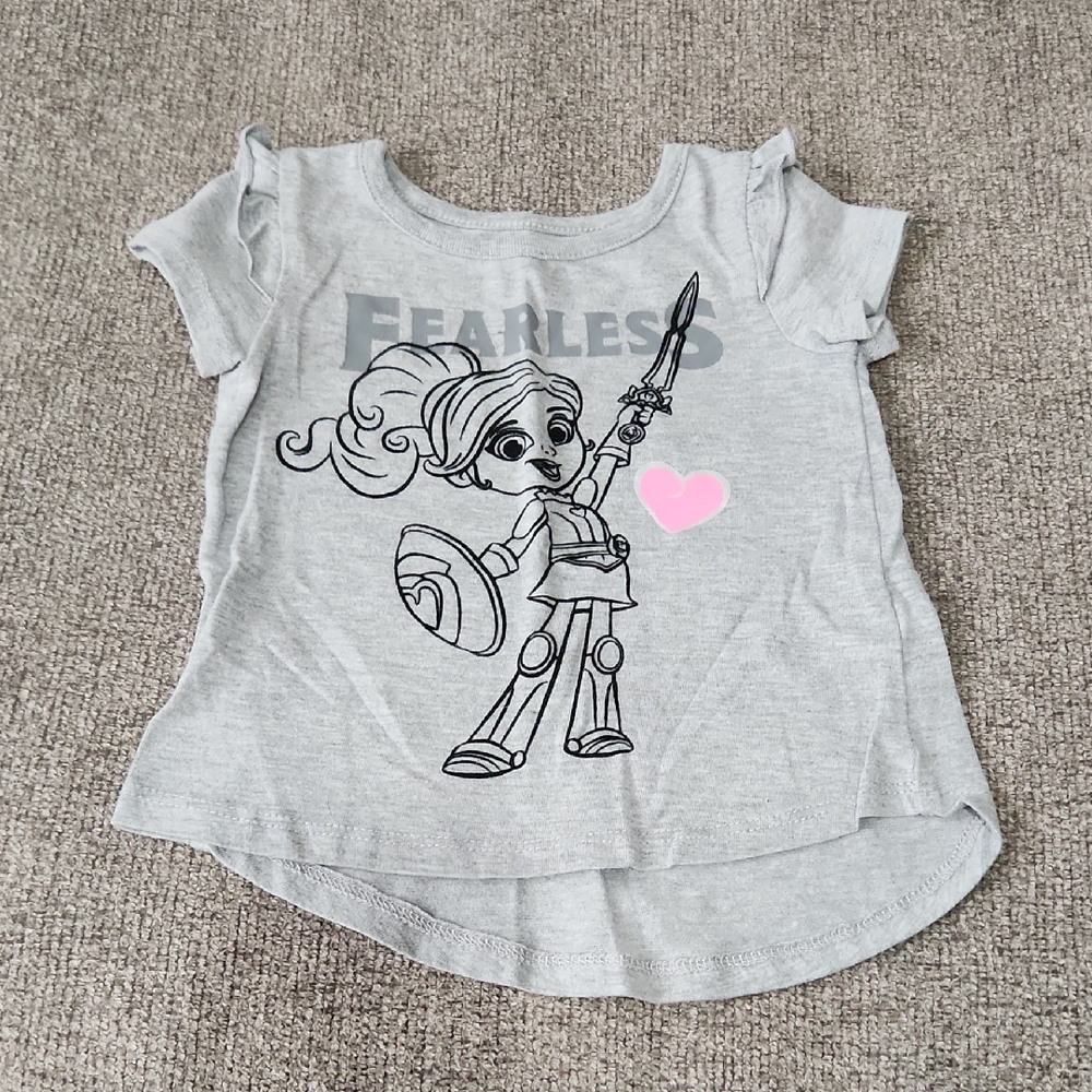 Nickelodeon Gray Fearless Kids Tee with Cartoon Print